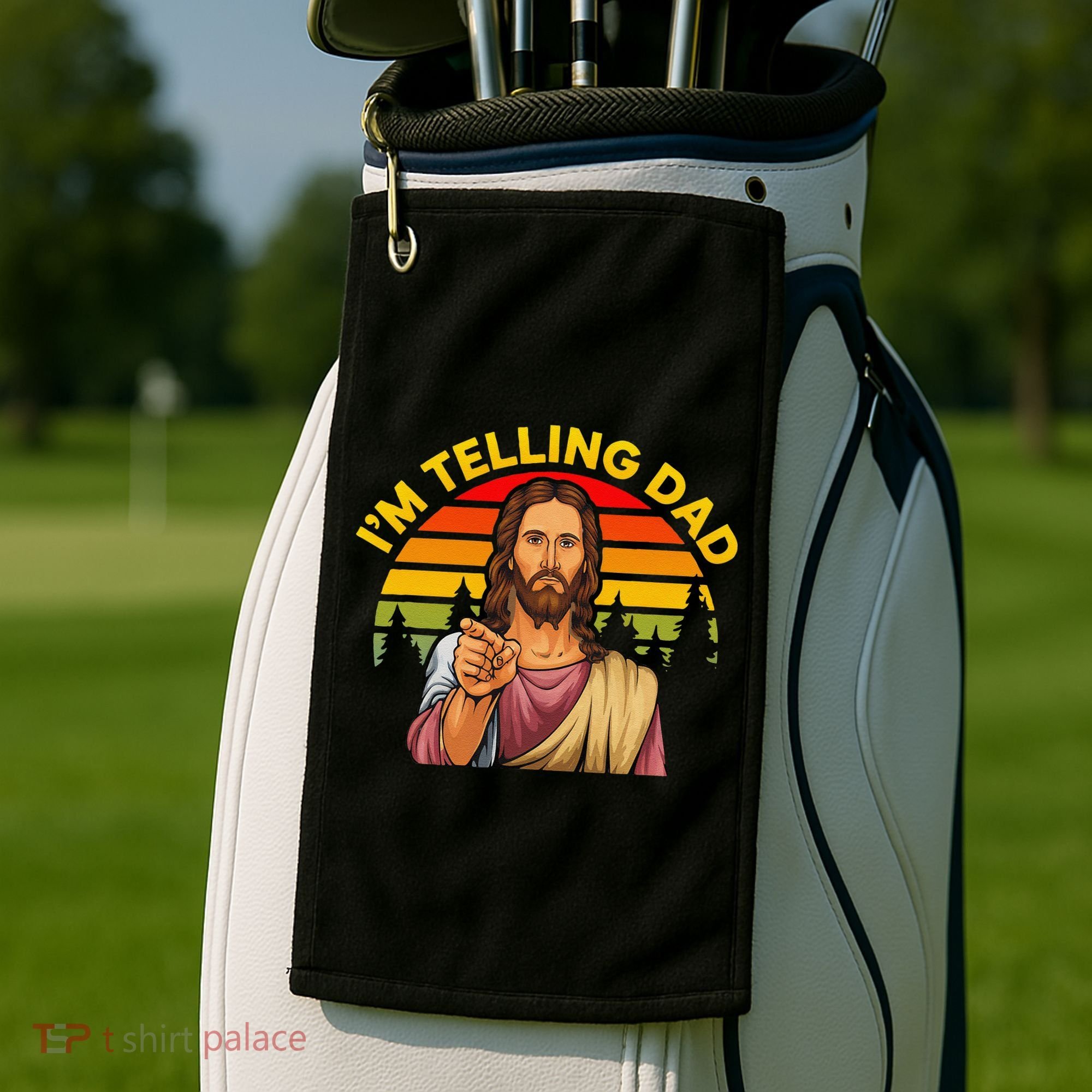 Funny IM Telling Dad Religious Christian Jesus Meme Golf Towel