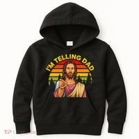 Funny IM Telling Dad Religious Christian Jesus Meme Kids Hoodie thumb 0