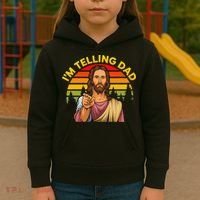 Funny IM Telling Dad Religious Christian Jesus Meme Kids Hoodie thumb 3