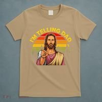 Funny IM Telling Dad Religious Christian Jesus Meme T-Shirt thumb 5