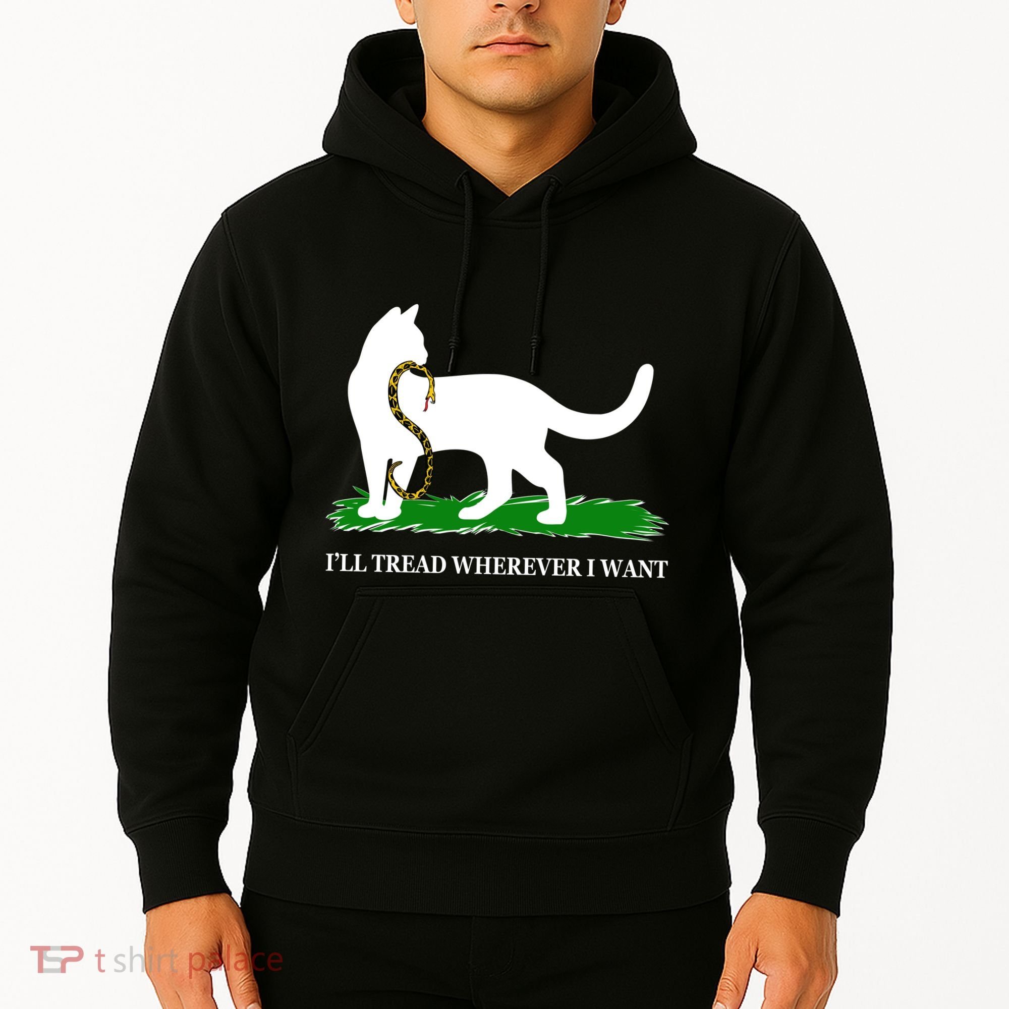 Funny Ill Tread Wherever I Want Cat Vs Tread On Me Snake Hoodie