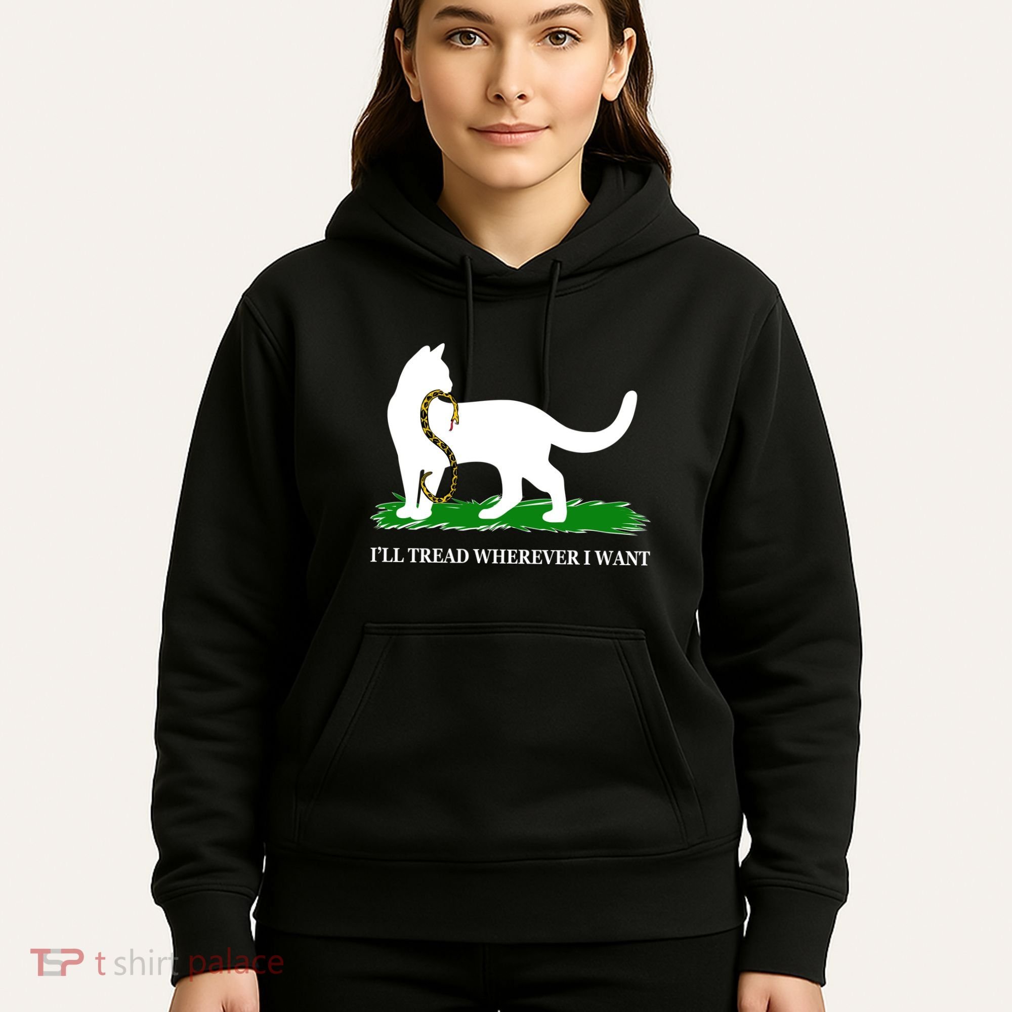 Funny Ill Tread Wherever I Want Cat Vs Tread On Me Snake Hoodie