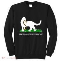 Funny Ill Tread Wherever I Want Cat Vs Tread On Me Snake Sweatshirt thumb 0