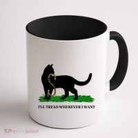Funny Ill Tread Wherever I Want Cat Vs Tread On Me Snake Coffee Mug thumb 1