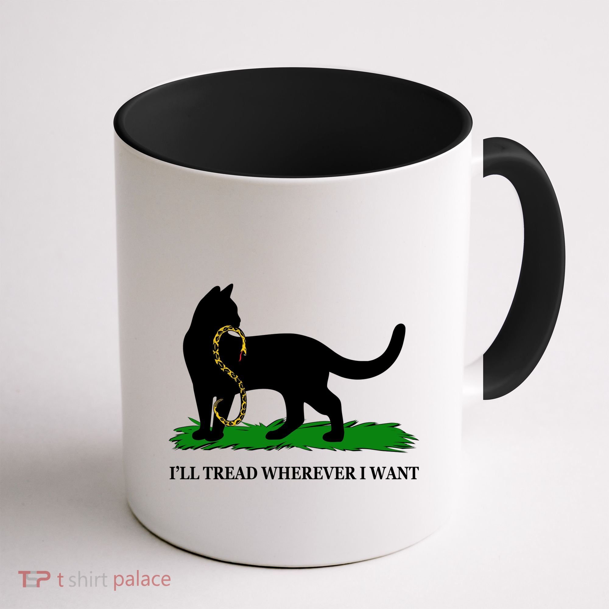 Funny Ill Tread Wherever I Want Cat Vs Tread On Me Snake Coffee Mug