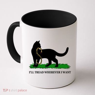 Funny Ill Tread Wherever I Want Cat Vs Tread On Me Snake Coffee Mug