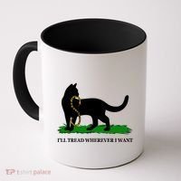 Funny Ill Tread Wherever I Want Cat Vs Tread On Me Snake Coffee Mug thumb 0