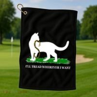 Funny Ill Tread Wherever I Want Cat Vs Tread On Me Snake Golf Towel thumb 1