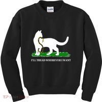 Funny Ill Tread Wherever I Want Cat Vs Tread On Me Snake Kids Sweatshirt thumb 0