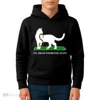 Funny Ill Tread Wherever I Want Cat Vs Tread On Me Snake Kids Hoodie thumb 4