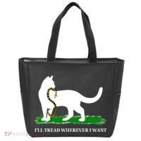 Funny Ill Tread Wherever I Want Cat Vs Tread On Me Snake Tote Bag thumb 0