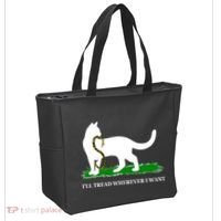 Funny Ill Tread Wherever I Want Cat Vs Tread On Me Snake Tote Bag thumb 2