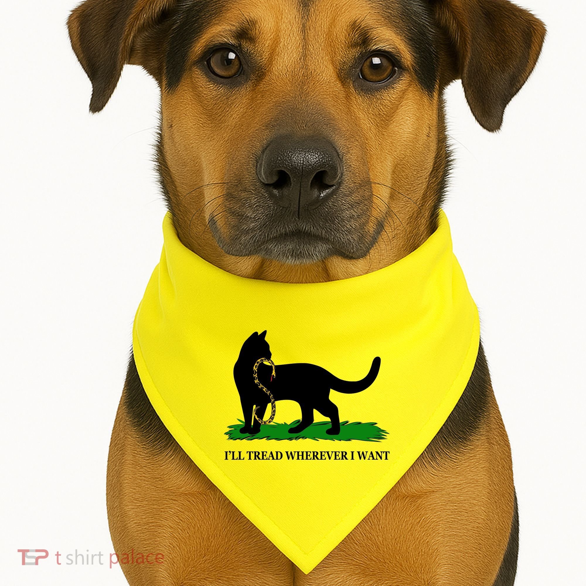 Funny Ill Tread Wherever I Want Cat Vs Tread On Me Snake USA-Made Doggie Bandana