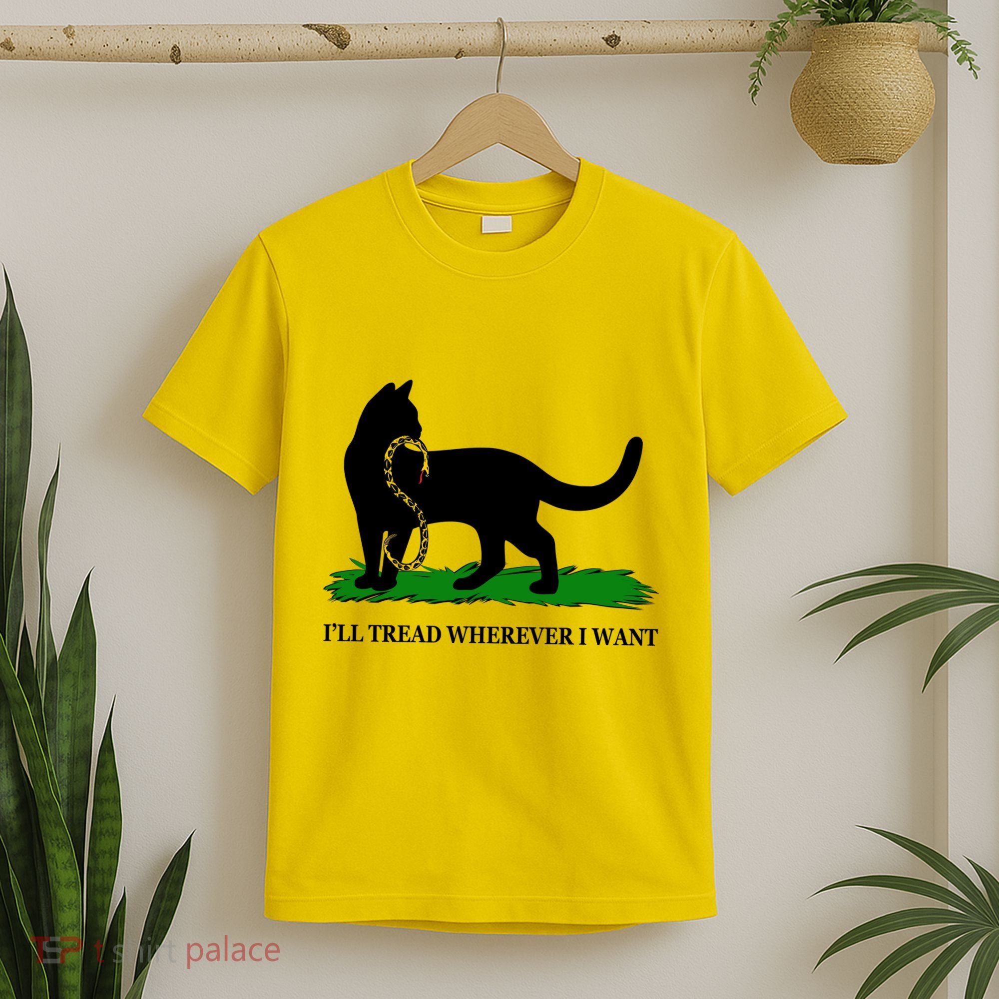 Funny Ill Tread Wherever I Want Cat Vs Tread On Me Snake T-Shirt