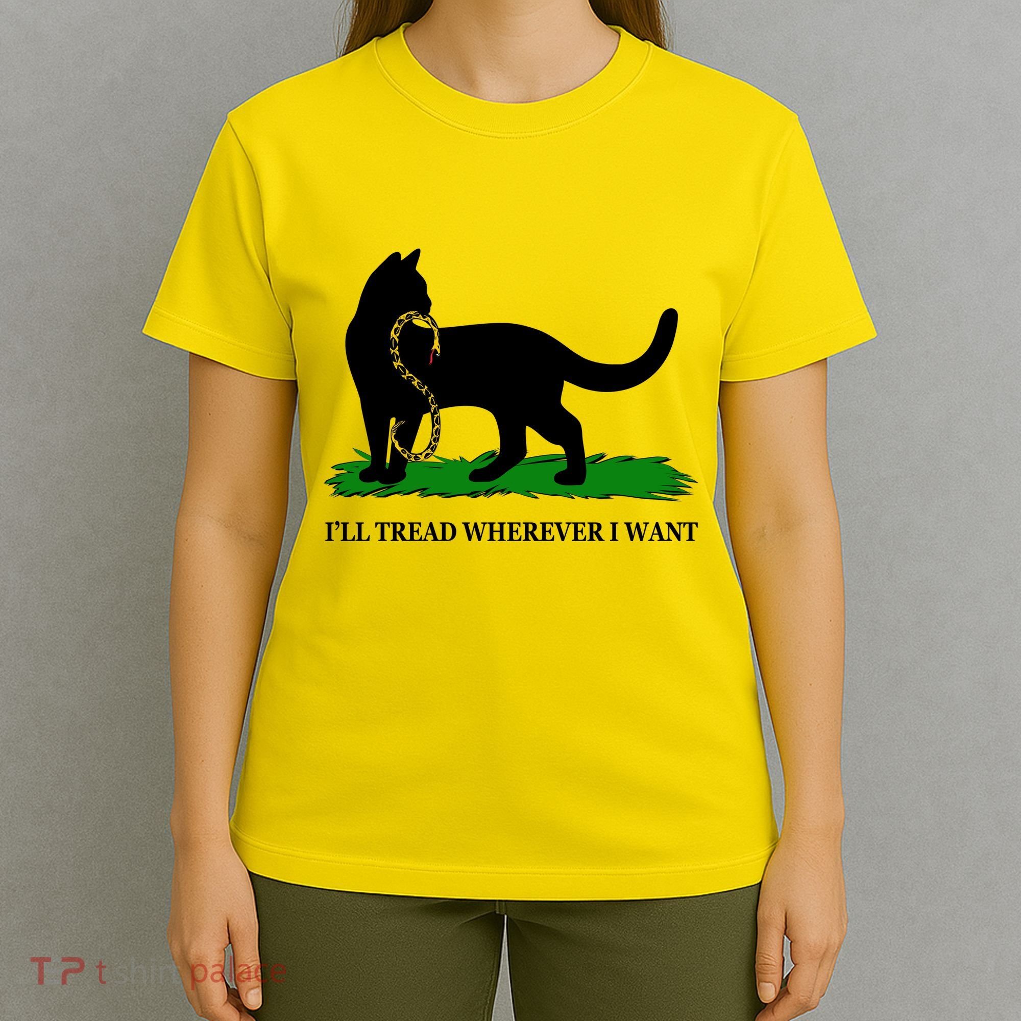 Funny Ill Tread Wherever I Want Cat Vs Tread On Me Snake T-Shirt