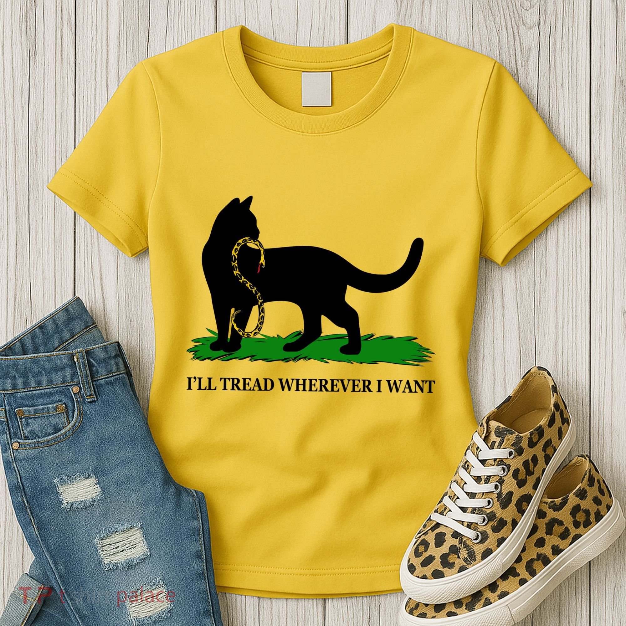 Funny Ill Tread Wherever I Want Cat Vs Tread On Me Snake Women's T-Shirt