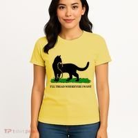 Funny Ill Tread Wherever I Want Cat Vs Tread On Me Snake Women's T-Shirt thumb 4