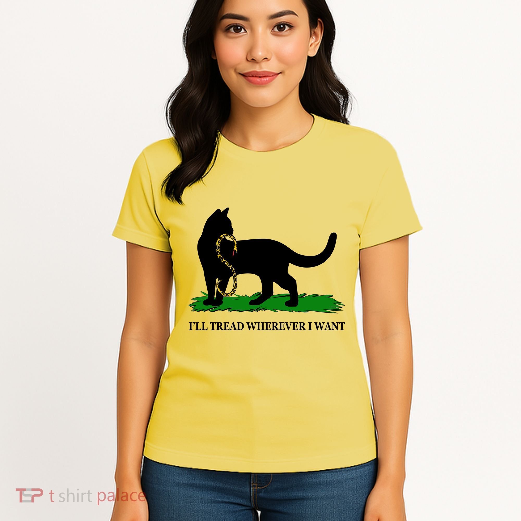 Funny Ill Tread Wherever I Want Cat Vs Tread On Me Snake Women's T-Shirt