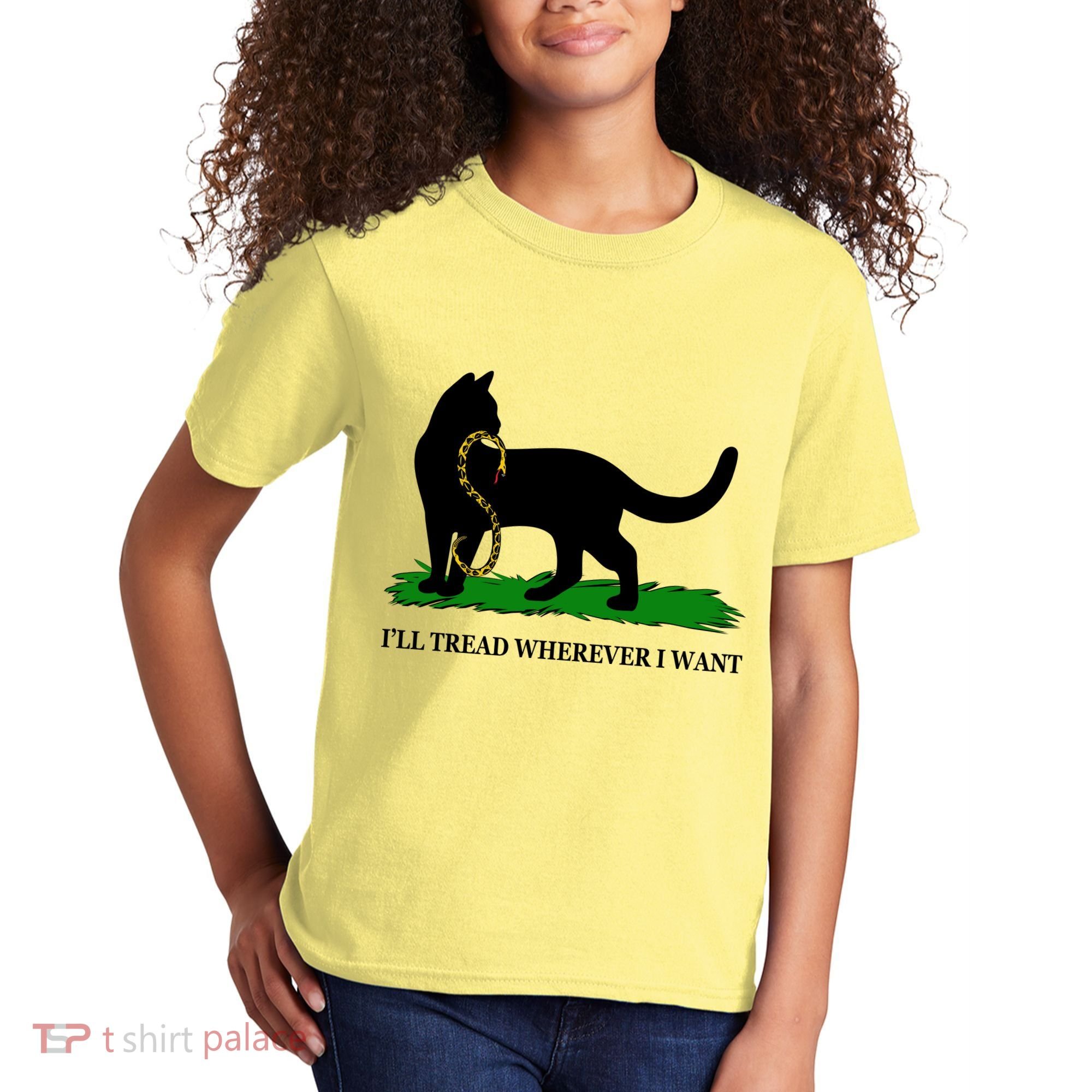 Funny Ill Tread Wherever I Want Cat Vs Tread On Me Snake Kids T-Shirt