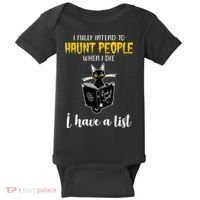 Fully Intend To Haunt People When I Die Funny Cat Baby Bodysuit thumb 0