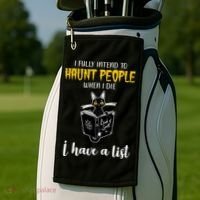 Fully Intend To Haunt People When I Die Funny Cat Golf Towel thumb 2