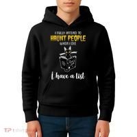 Fully Intend To Haunt People When I Die Funny Cat Kids Hoodie thumb 4