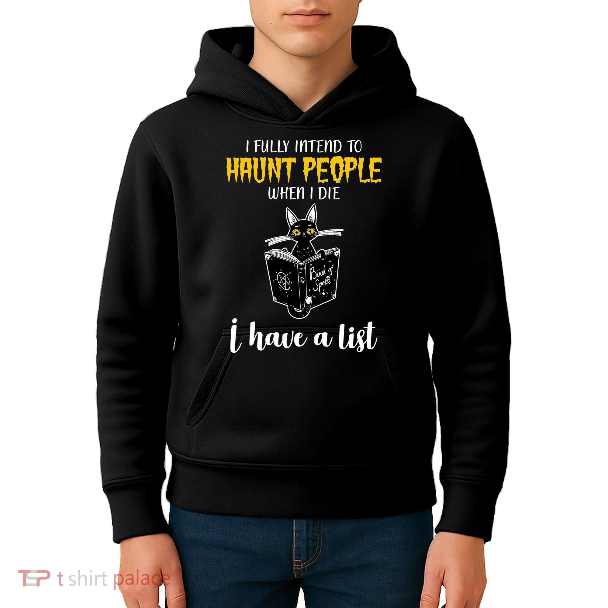 Fully Intend To Haunt People When I Die Funny Cat Kids Hoodie