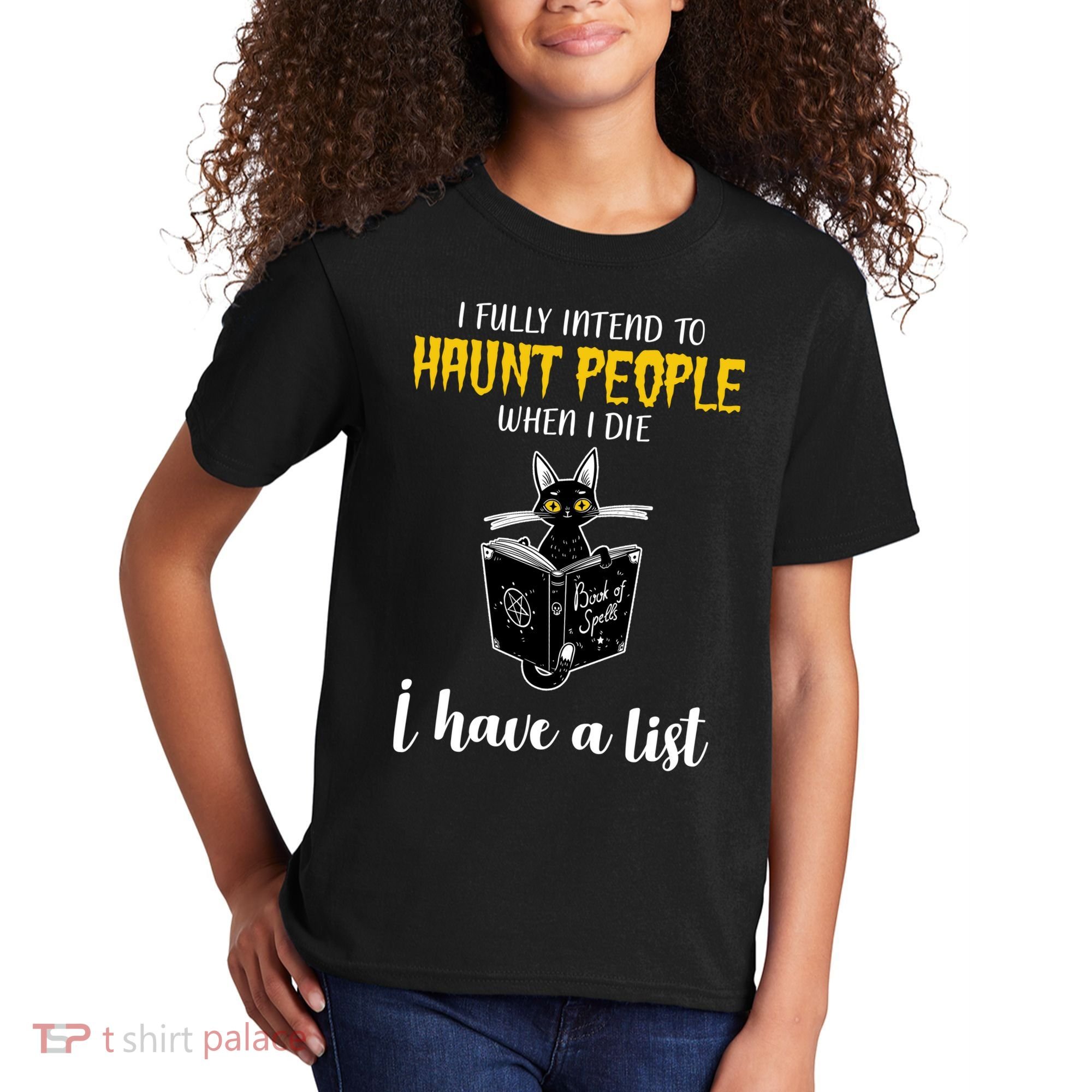 Fully Intend To Haunt People When I Die Funny Cat Kids T-Shirt