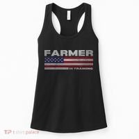 Farmer In Training Future Farmer Patriotic American Flag Women's Tank Top thumb 0