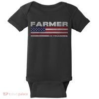 Farmer In Training Future Farmer Patriotic American Flag Baby Bodysuit thumb 0
