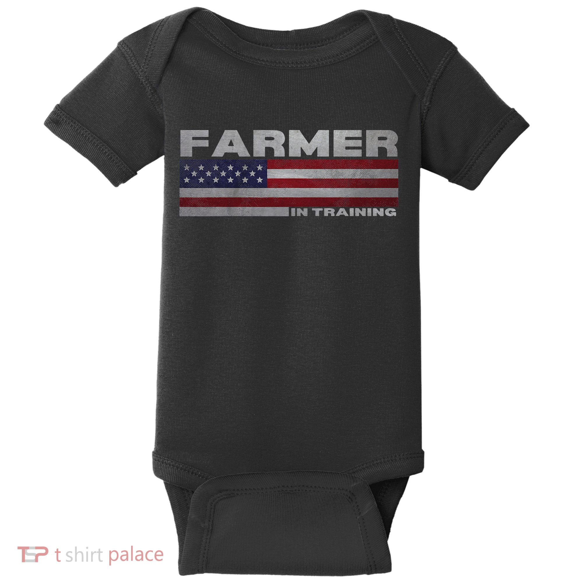 Farmer In Training Future Farmer Patriotic American Flag Baby Bodysuit