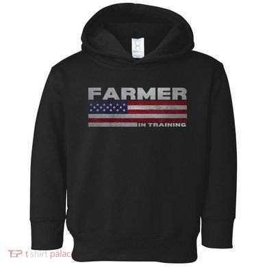 Farmer In Training Future Farmer Patriotic American Flag Toddler Hoodie