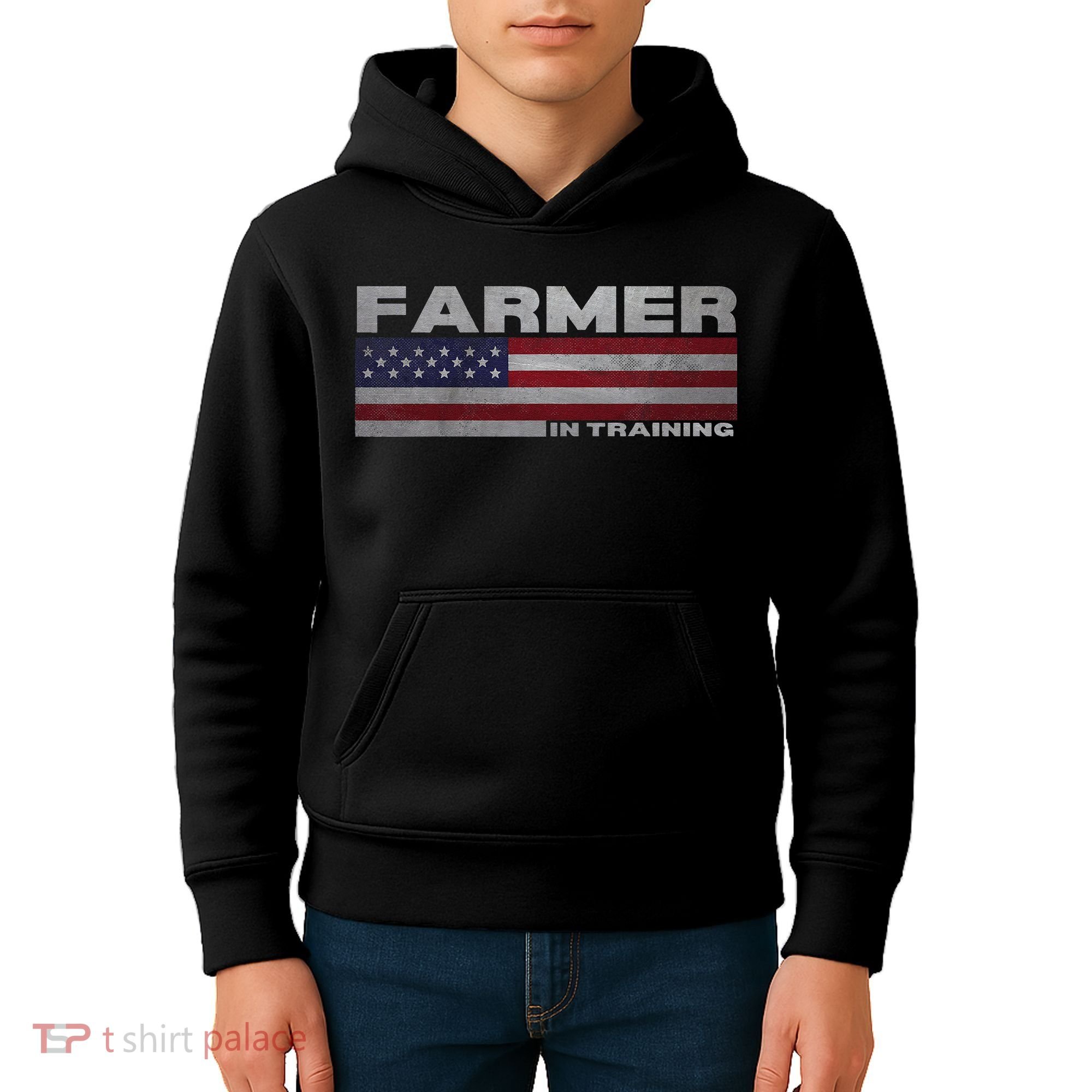 Farmer In Training Future Farmer Patriotic American Flag Kids Hoodie