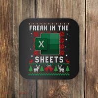 Freak In The Sheets Excel Ugly Christmas Sweater Coaster thumb 0