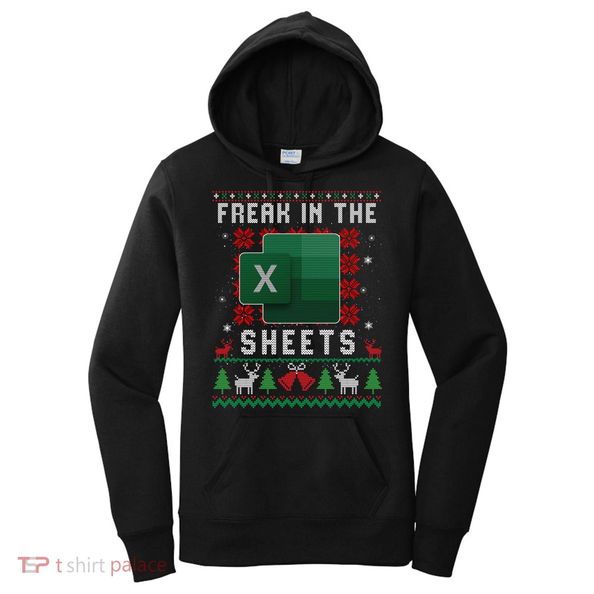 Freak In The Sheets Excel Ugly Christmas Sweater Women's Hoodie