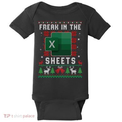 Freak In The Sheets Excel Ugly Christmas Sweater Baby Bodysuit
