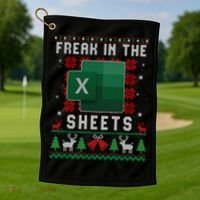 Freak In The Sheets Excel Ugly Christmas Sweater Golf Towel thumb 1