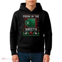 Freak In The Sheets Excel Ugly Christmas Sweater Kids Hoodie thumb 4