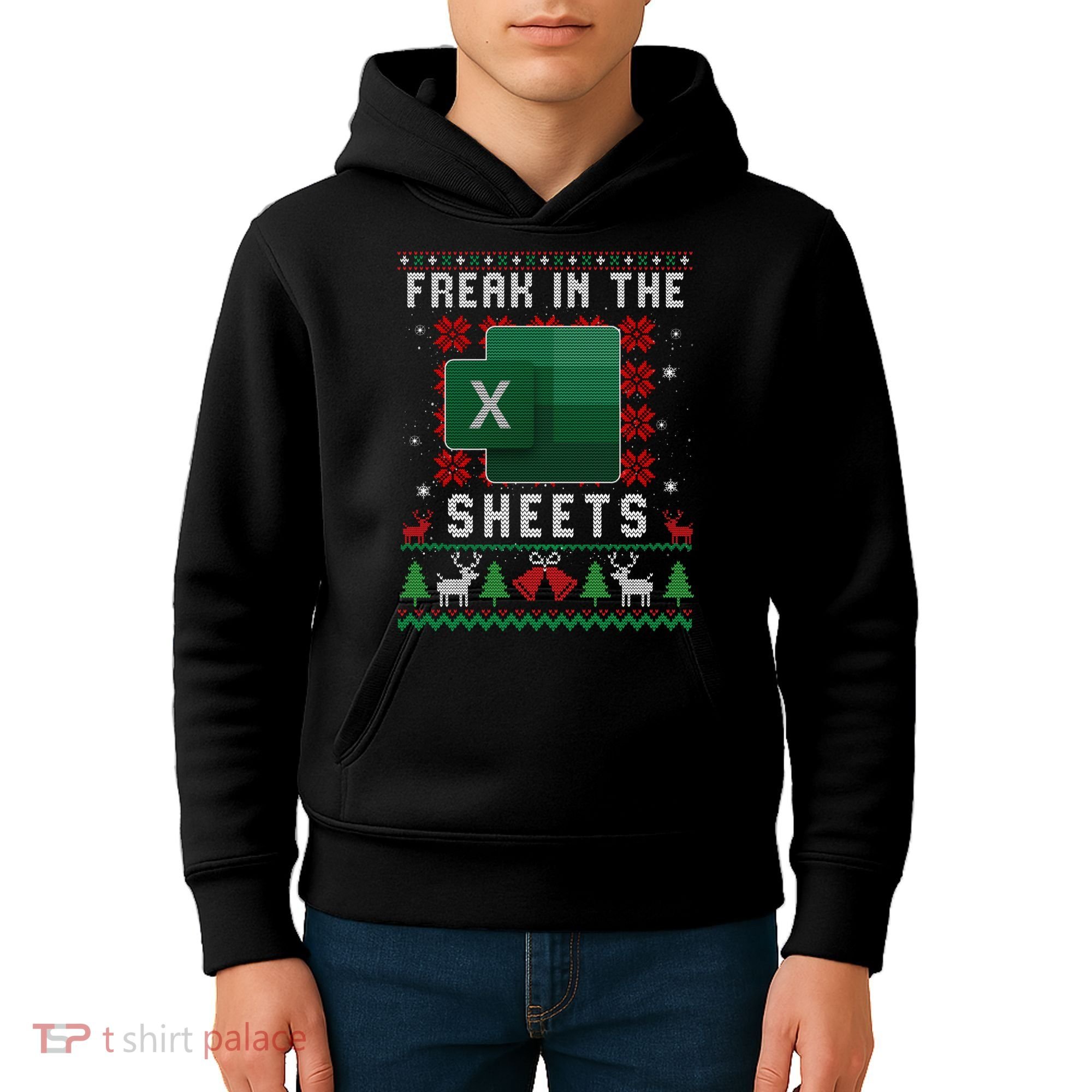 Freak In The Sheets Excel Ugly Christmas Sweater Kids Hoodie