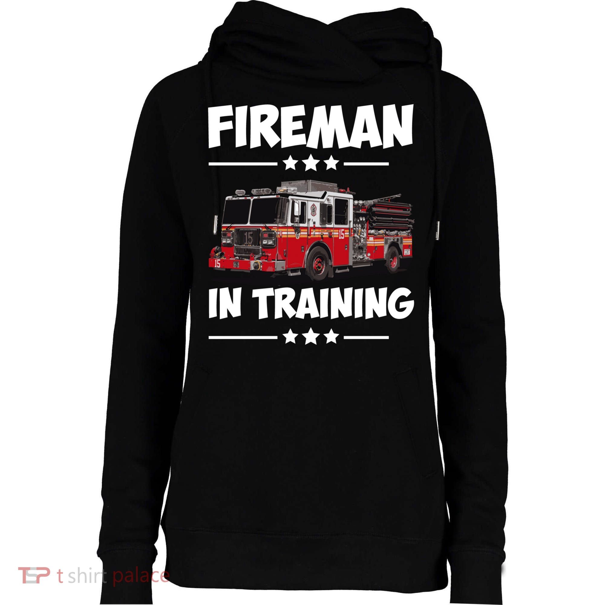 FIREMAN IN TRAINING for boy and girl Womens Funnel Neck Pullover Hood