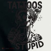Funny Ink Tattoo Quote Tattoos Are Stupid Women's Tri-Blend 3/4-Sleeve Raglan Shirt thumb 4