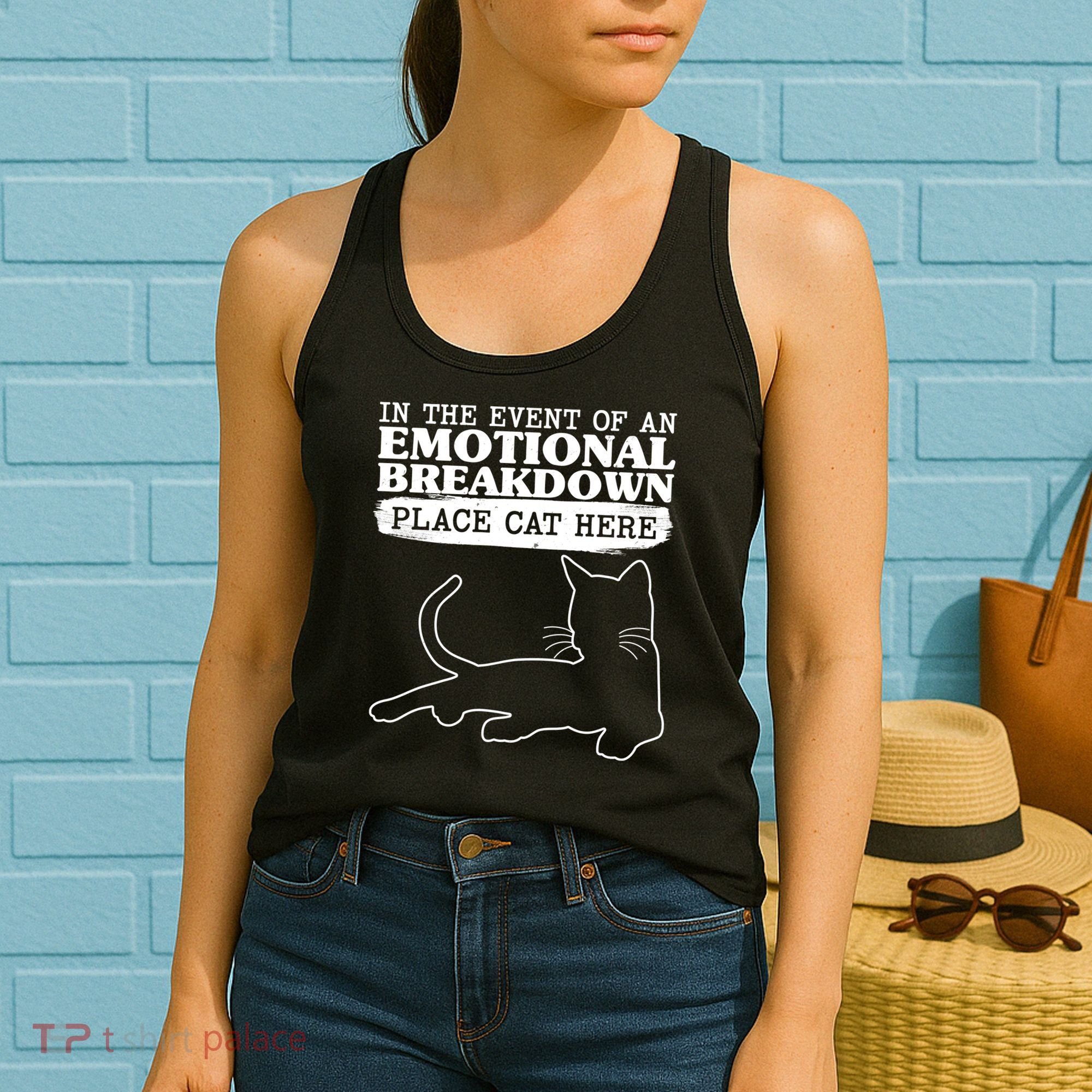 Funny In The Event Of An Emotional Breakdown Place Cat Here Women's Tank Top
