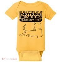 Funny In The Event Of An Emotional Breakdown Place Cat Here Baby Bodysuit thumb 0