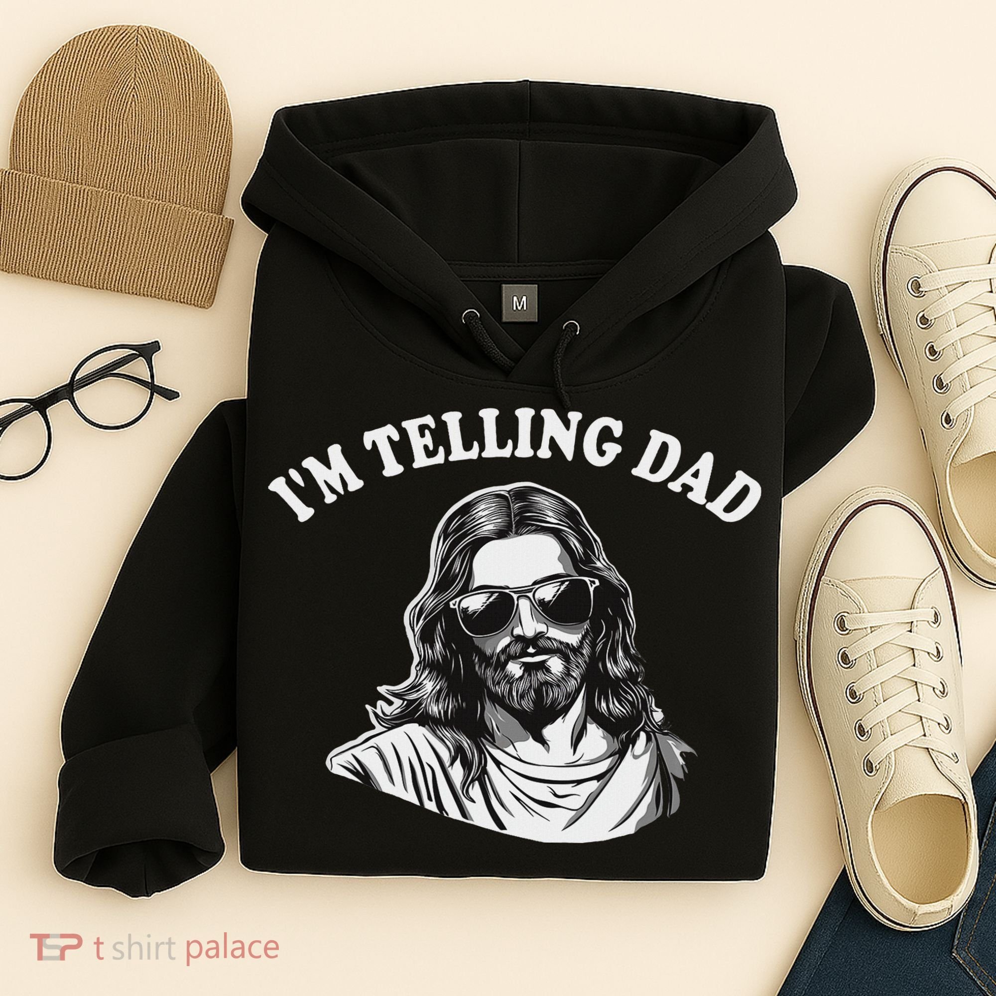 Funny I'm Telling Dad Religious Christian Jesus Meme Hoodie