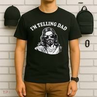 Funny I'm Telling Dad Religious Christian Jesus Meme T-Shirt thumb 6