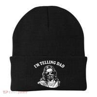 Funny I'm Telling Dad Religious Christian Jesus Meme Beanie thumb 0