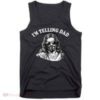 Funny I'm Telling Dad Religious Christian Jesus Meme Tank Top thumb 0