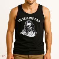 Funny I'm Telling Dad Religious Christian Jesus Meme Tank Top thumb 3