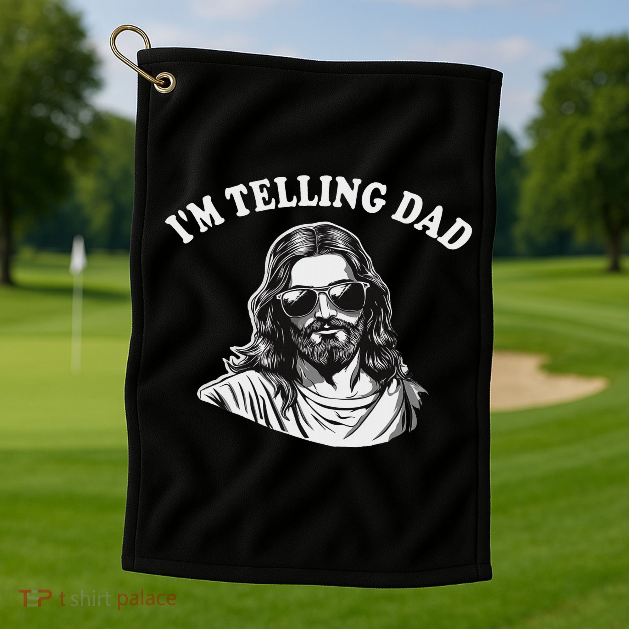 Funny I'm Telling Dad Religious Christian Jesus Meme Golf Towel