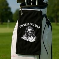 Funny I'm Telling Dad Religious Christian Jesus Meme Golf Towel thumb 2